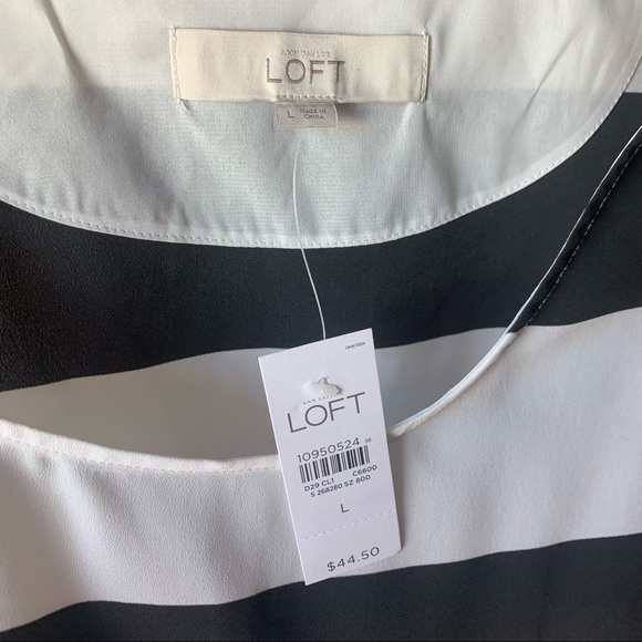 Loft Business Casual Tank Top - Black & White Stripes - Picture 5 of 6